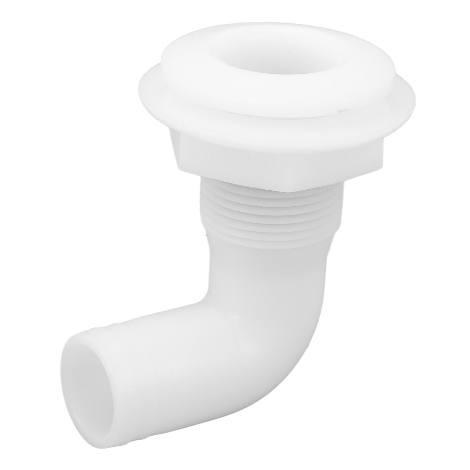 90° Thru Hull Connector, Leakproof Ergonomic, Rugged Marine Fitting for Yacht Boats, Hull Drain Hose Connector Valve (White)