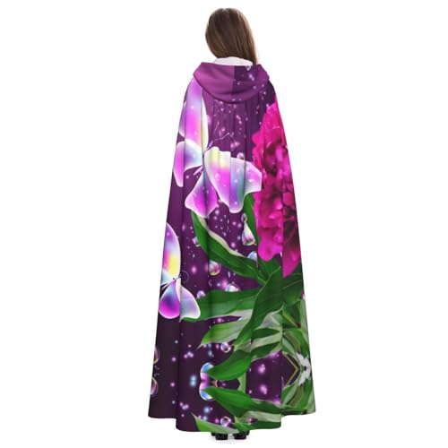 Cape violette durable EdWal avec capuche et imprimé fleuri chic - 4