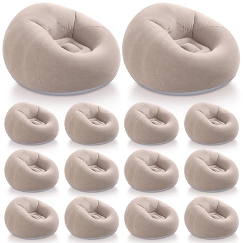 Image of Realspring Inflatable Bean Bag Chairs Outdoor Blow up Camping Chairs Inflatable Lazy Sofa Folding Portable Bean Bag Loungers Couch for Movie Night(Coffee,12 Pcs)