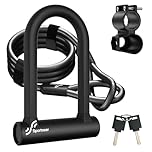 Sportneer Bike Lock: 17mm Heavy Duty Anti-Theft Bike U Lock with 12mmx1.5m Steel Cable, 20cm x 13cm High-Security Bicycle Lock with Keys & Mounting Bracket for Mountain, Road, Folding, Electric Bikes