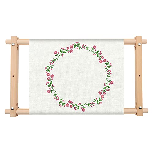 Image of ZOCONE Beech Wood Tapestry Scroll Embroidery Frame, Cross Stitch Frame Holder, 12 inchx21 inch Quilting Frame, Needlepoint Frame, Scroll Frame for Cross Stitch, Needlepoint, Sewing, Embroidery Projects (B)