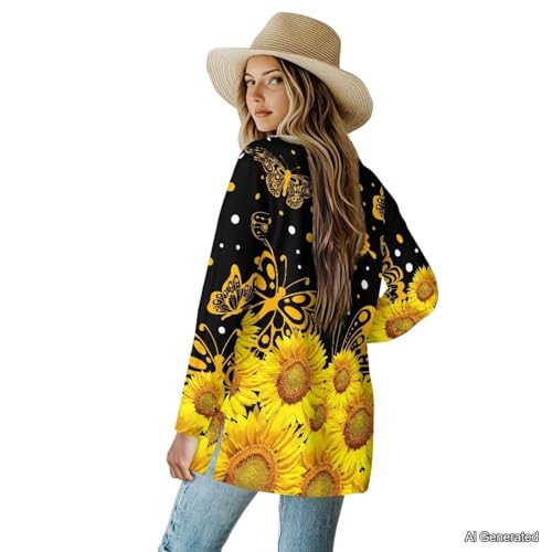Image of Women's Lightweight Cardigans with Pockets Trendy Long Sleeve Open Front Cardigan Casual Tops Jackets Fall Oufits S-2XL