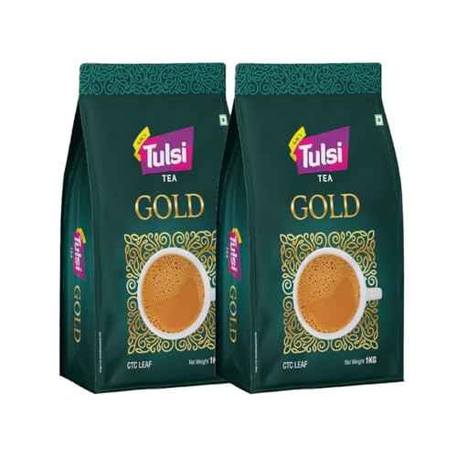 Image of Tulsi Gold Tea CTC Leaf 1kg (Pack of 2) - Premium Assam Chai Patti | Superior Tea Powder
