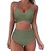 DondPO Bikini triángulo para mujer, acolchado, tops de baño monocolor, dos piezas, para verano o playa, verde militar, XXL