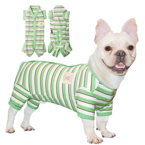 Pijama para perro macho con rayas verdes XS