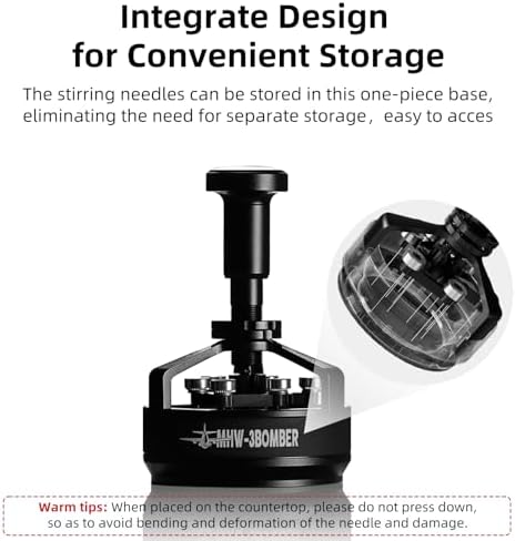 MHW-3BOMBER WDT Tool Espresso 54mm for Breville, Espresso Distribution Tool with Magnetic Base for Barista, Adjustable Depth Needle Distributor Tool, Coffee Stirrer Tools, YU Series Cyclone, T5959 - Thumbnail 5