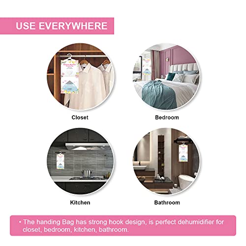 Canager Hanging Moisture Absorber, Lemon Rose Moistureproof Desiccant Hanging Bag，Dehumidifier Bag (8 Packs) Hanging Closet Dehumidifier Bags, Moisture Absorb 12.5 Oz #TOP3
