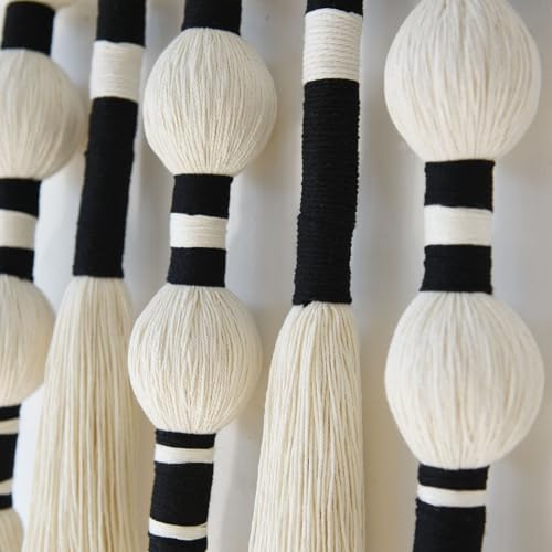 Macrame Wall Hanging Tassels Sphericity Cotton Textile Hanging Geometric Yarn Wall Art for Bedroom Living Room Decor 15.7" W x 39" L