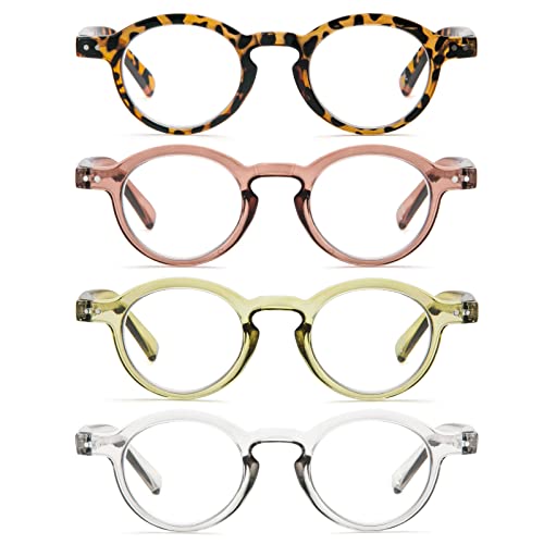 Kokobin 4-Pack Small Round Reading Glasses Comfortable Readers Colored Stylish Frame For Women +2.00 #TOP1