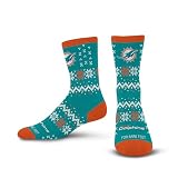 For Bare Feet NFL MIAMI DOLPHINS Team Sweater Crew Sock Team Color LARGE