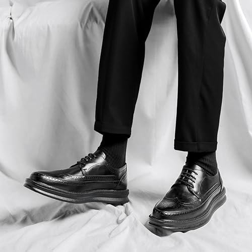 Men's Casual Wingtip Dress Sneakers Classic Leather Dress Shoes Fashion Platform Wingtip Oxford for Men3