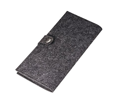 Reiseorganizer aus Filz GRAU - Moderne Reise Tasche, Dokumententasche, Etui, Reisemappe für Reisedokumente mit Druckknopfverschluss - vielen Fächer, für Dokumente, Stift, Karten, Flugticket Cover
