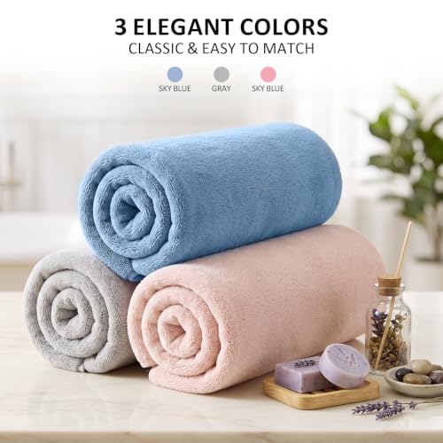 Image of Cuffbow 3 Pcs Towel Wrap for Women Spa Body Robe Full Length Female Bath Shower with Adjustable Closure Elastic Top Plush