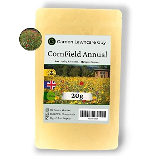 Cornfield Annual - UK Native Wild Flower Seeds - Cornflower and Corn Poppy Meadow - Garden Lawncare Guy (50m²)