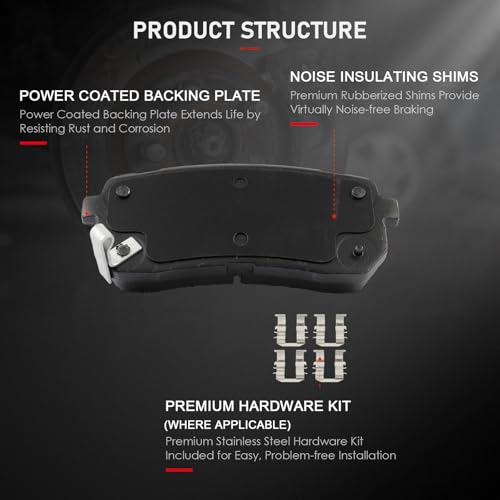 Image of cciyu D1302 Rear Ceramic Disc Brake Pads Kit For Hyundai For Veracruz 2007-2012,For Kia For Sedona 2015-2021