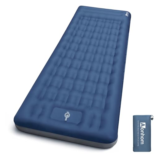 Aonhom Camping Sleeping Pad, 6' Extra Thick Sleeping Mat with Pillow Built-in Foot Pump, 32.7' Extra Wide Inflatable Sleeping Pads Compact for Camping Backpacking Hiking Traveling Tent (Blue)