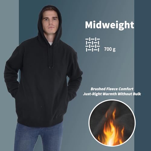 Men's Midweight Fleece Hoodie –Cotton-Blend Soft Fabric, Pullover Sweatshirt for Men, Casual & Durable4