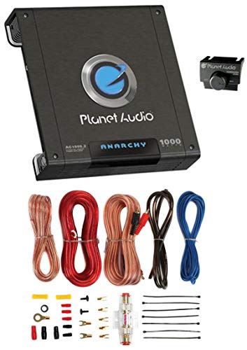 Planet Audio AC10002 1000W 2 Channel Car Amplifier and 8 Gauge Installation Amplifier Kit and Input Selectivity Selector Included