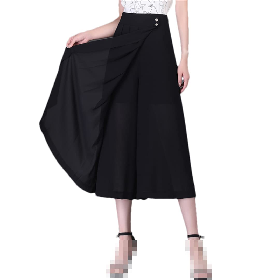 Deepsko Womens Chiffon High Waist Summer Loose Wide Leg Pants