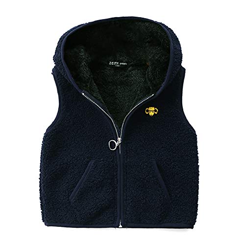 Happy Cherry Girls Polar Fleece Vest Reversible Cartoon Zipper Hooded Waistcoat