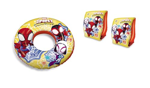Mondo Toys Set Schwimmhilfe Zubehör mit Schwimmflügel und Donut für Kinder, Strand, Sommer, Pool (Spidey)