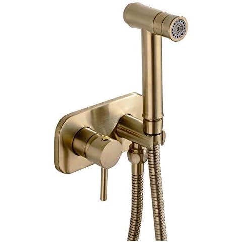 TRUSTMI Juego de grifos para rociador de bidé con mezclador de agua caliente y fría, oculto, en oro cepillado Cover