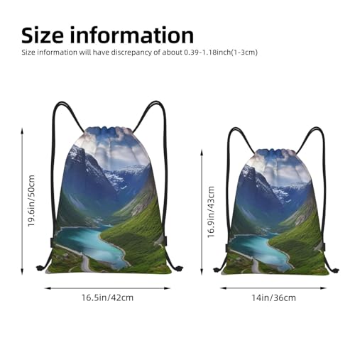 Norwegian fjords Drawstring Backpack Lightweight Draw String Bag Cinch Bags Waterproof Gym Bag for Men Women Swim Bag Small4