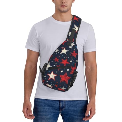 Mochila tipo bandolera roja con patrón de estrellas miniatura 7