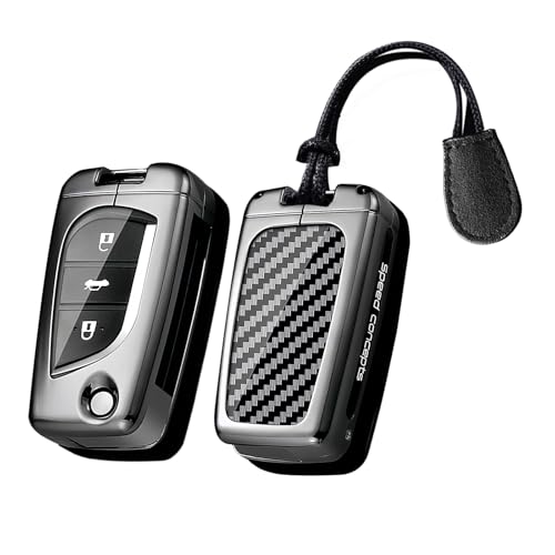 Coque de clé Toyota en fibre de carbone pour Camry Corolla RAV4 étui de protection noir
