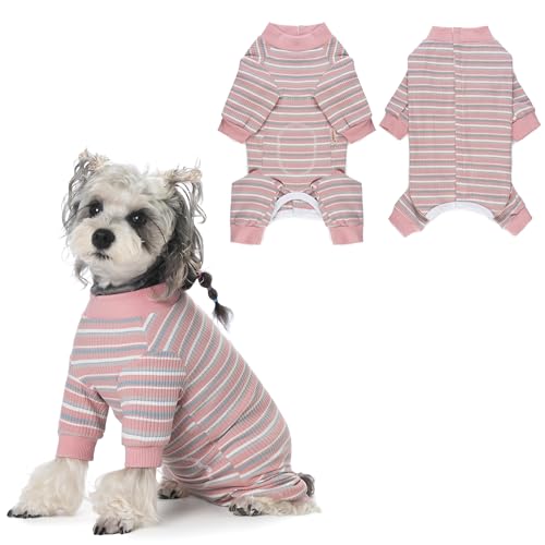 Pawsailor Body Chien à Manches Longues Rayée Combinaison de Récupération Post-Opératoire Femelle Male Chien Pyjama Body Medical Chiot Prévention du...