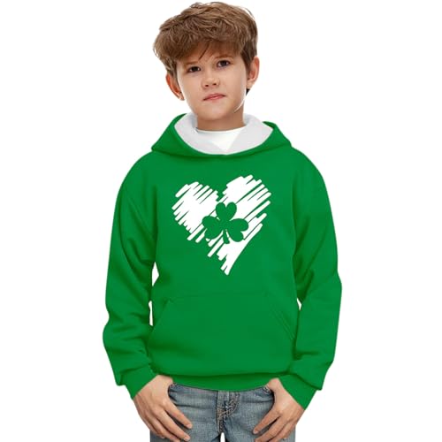 St. Patrick's Day Kids Hoodie Cute Shamrock Swearshirt with Kangaroo Pockets Luck Irish Hoodie for Boys&Girls