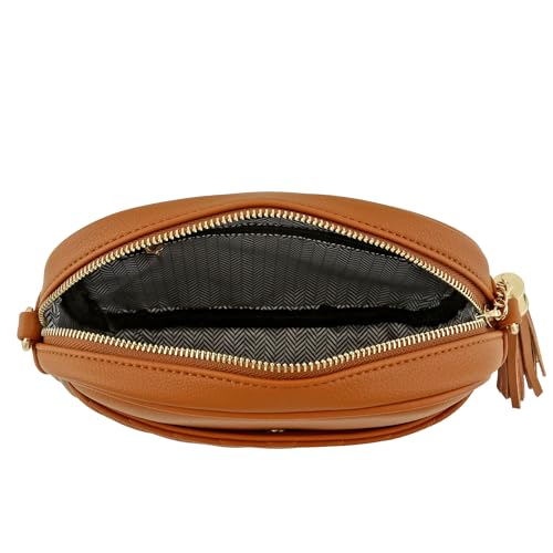 Image of FashionPuzzle Chevron Quilted Crossbody Camera Bag with Chain Strap and Tassel