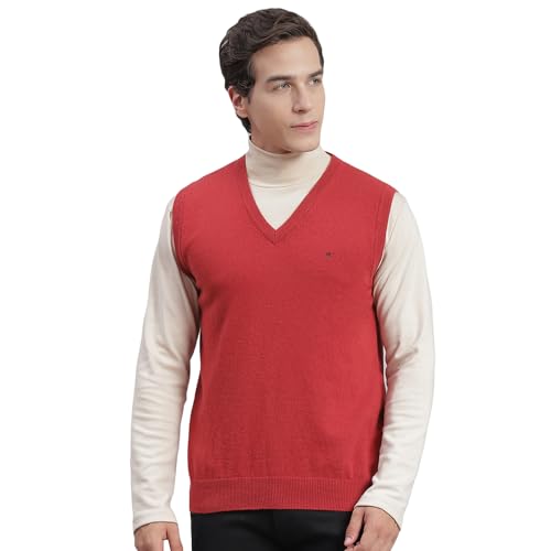 Image of Monte Carlo Off White Solid V Neck Sweater | Warm Woolen Pullover for Men | Soft Comfortable Knitted Winter Wear Sweater for Men's