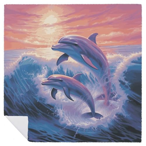 Servilletas de tela Dolphins Art pack 2, 18.7x18.7 pulg miniatura 6