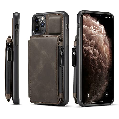 Étui portefeuille en cuir de luxe pour iPhone 11 12 13 Pro Max couverture café