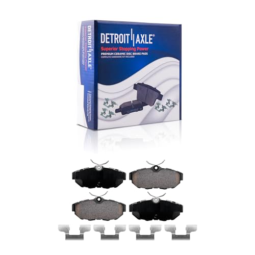 Image of Detroit Axle - 6pc REAR Brake Kit for 2011 2012 2013 2014 Ford Mustang | Drilled & Slotted Disc Brake Rotors Replacement Ceramic Brake Pads: 11.81 inch inch Rotor