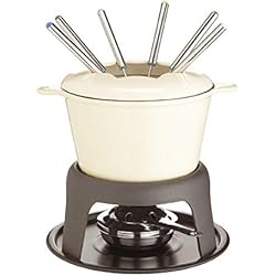 MasterClass Set de Fondue de Hierro Fundido para Chocolate, Queso, Carne, Color Crema, 21 x 18 cm, 1 Set