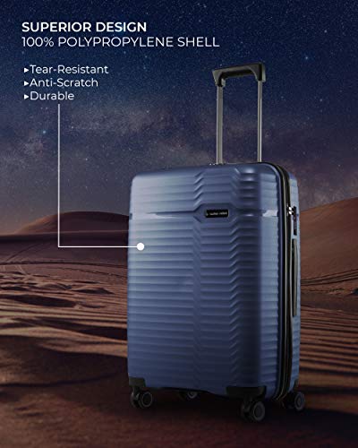 Image of Nasher Miles Sahara Hard-Sided Polypropylene Check-in Luggage Navy Blue 28 inch |75cm Trolley Bag