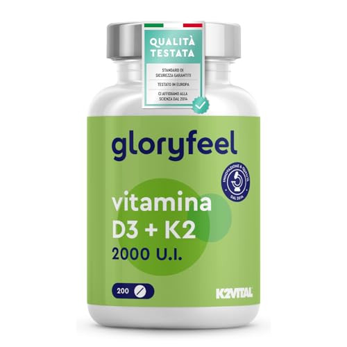 Vitamina D3 K2, 200 Compresse, 2000 UI