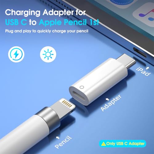 Image of ZORBES USB C to Pencil Adapter for Apple Pencil 1st Gen, USB-C Male to Pencil Charging Adapter for iPad 10th Generation Bluetooth Pairing Type C iPencil Charger Connector for iPad 10 & Pencil 1st Gen