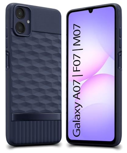 Image of WOW IMAGINE Back Cover for Samsung Galaxy M17e 5G | F70e 5G | M07 | F07 | A07 | A07 5G with Hexa Cube Design | Ultra Slim | Inner Velvet Fabric | Matte Flexible Mobile Case | Camera Protection - Blue