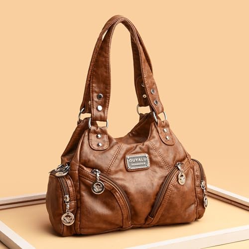 Retro Soft Leather Motorcycle Bag European and American Tide Crossbody Shoulder Bag Stock Quality Women's Bag2