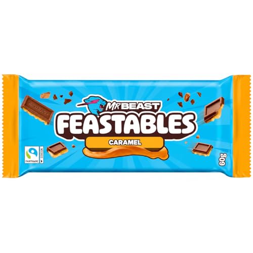 FEASTABLES - MrBeast Caramel Chocolate Bar (60g) By COUGAR | Milk Chocolate With Caramel Filling | Chocolate Snack Bar For Dessert & Snack Time | Individually Wrapped Sweet Bar – (Imported-UK)