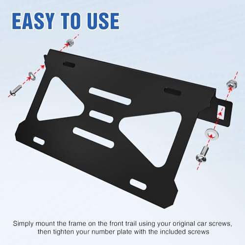 Image of Nilight Front License Plate Bracket fit for Ford Bronco 2 /4 Door 2021 2022 2023 2024 2025 2026 Steel License Plate Mounting Holder for Heavy-Duty Modular Bumper no Drilling Required Rattle-Free Black