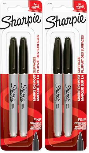 Sharpie Permanent Markers, Fine Point, Black (Pack of 4)