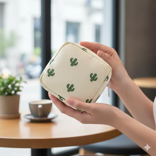 Image of KASHIVAL Multi-Purpose Sanitary Napkin Pouch Set, Water-Resistant Menstrual Care Organizer Bag with Zipper, Portable Fabric Storage Pouch for Pads, Tampons, Makeup & Small Essentials