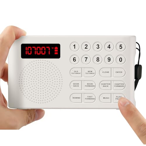 KJV Audio Bible Player for Seniors Large One-Touch Buttons 26H Playtime Easy-to-Use Audio Bibles for Seniors Portable Electronic Talking Bible with Complete King James Version(White)