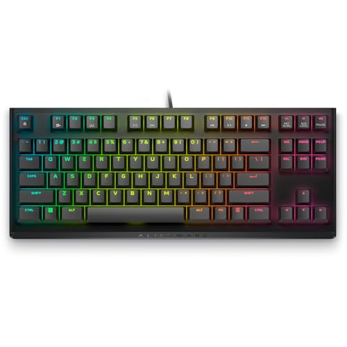 Alienware Low-Profile RGB Gaming Keyboard AW510K, AlienFx Per Key RGB LED Color Backlighting, Media CONTROLS & USB Passthrough, Cherry MX Low Profile Red Switches