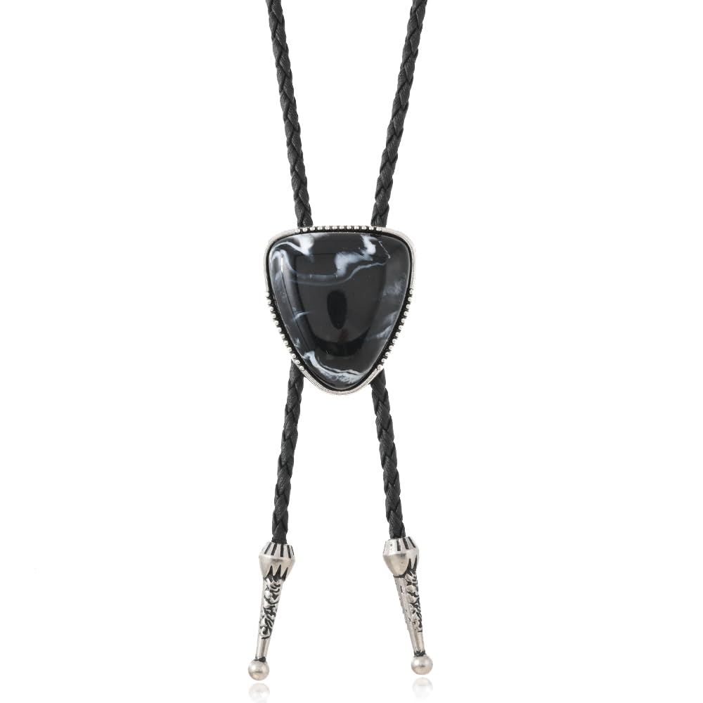 Joxevyia Bolo Tie for Men Vintage Cow Skull Leather Rope Western Cowboy Necktie Vintage Bola Tie Gift for Him
