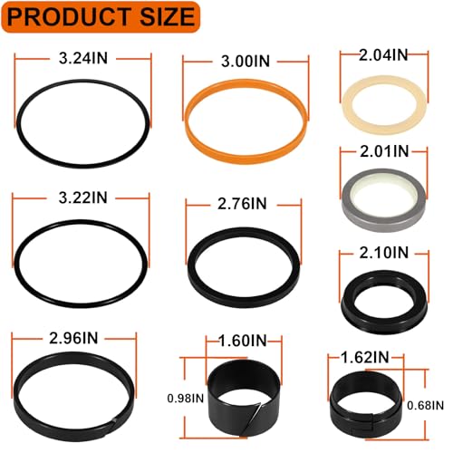Image of G109452 G105548 1543252C1 Hydraulic Cylinder Seal Kit Fit for Case 350 350B 450 450B 480 480C 480E 580C 580D 580E 550G Loader Bucket Tilt /Bucket Ripper Dipper(Rod: 1.50 inch, Bore: 3 inch)